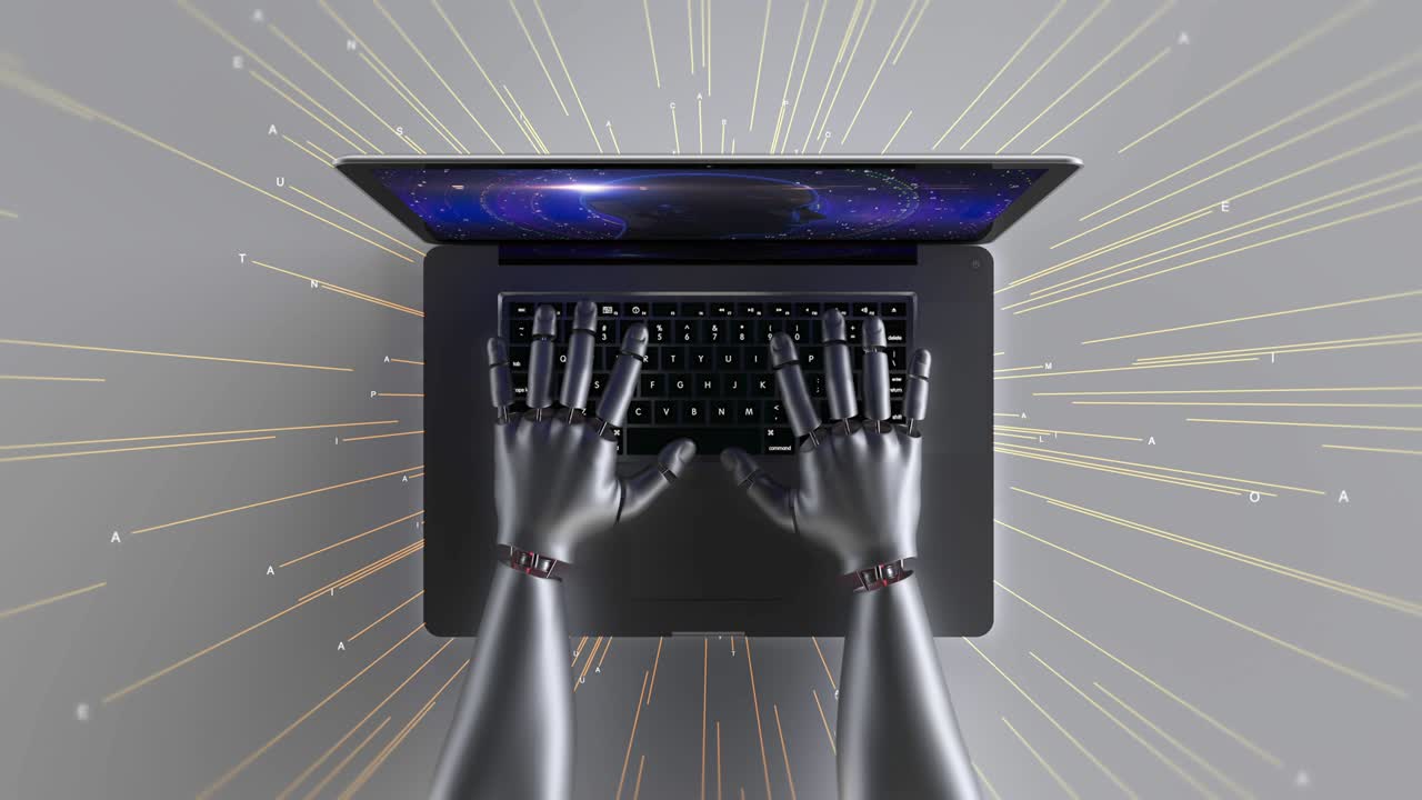 manos robóticas avanzadas que utilizan computadora portátil