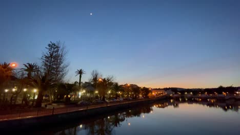 spring night on the algarve, summer on the way, a relaxing walk on the river galao