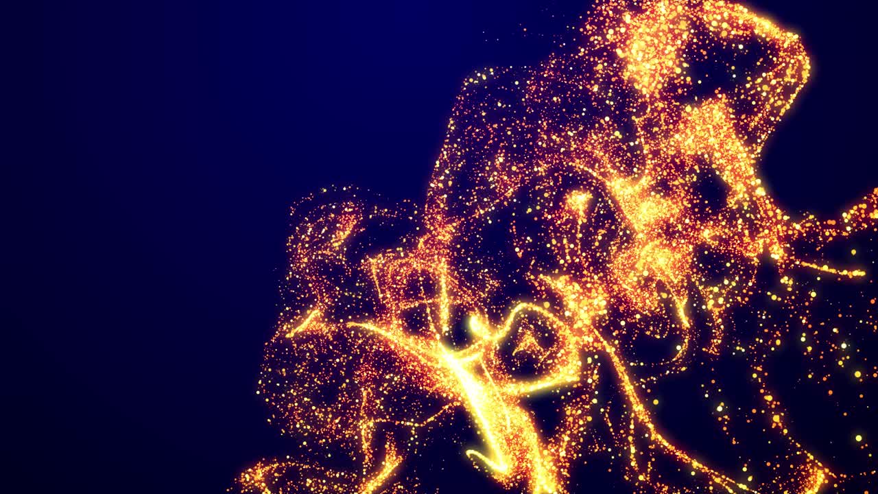 마법의 3d 렌더링 불꽃 황금 반이는 반이고 반이고, 적적한 액체에서 회전하고, 빛에 빛나는 다채로운 반이는, 기름에 confetti와 같은 4k 입자 배경, 알파 채널로 lumen 매트.