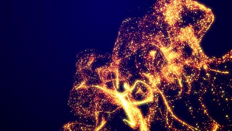 3d render de magia brillos dorados ardientes brillan y brillan, girando en líquido viscoso, colorido brillando en la luz. fondo de partículas 4k como confeti en aceite. lumma mate como canal alfa. v14