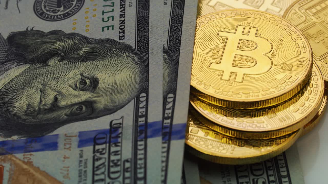 Bitcoin and Dollar Bills