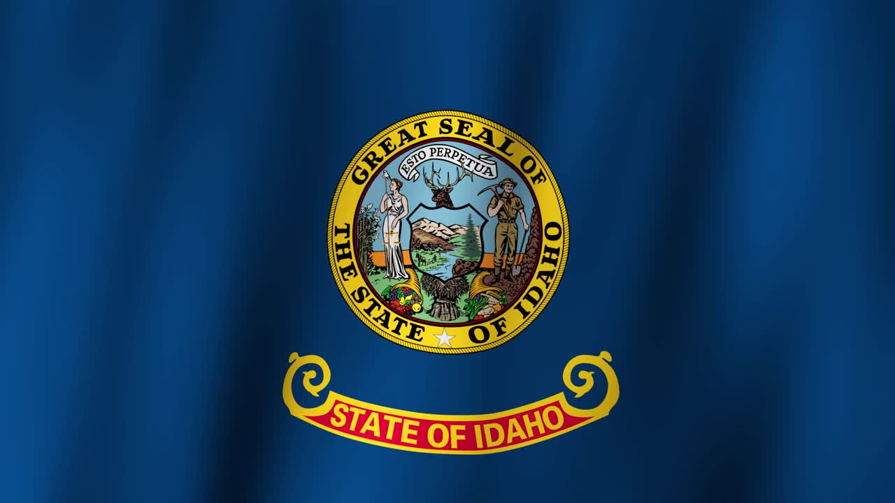 Loopable state flag of the State of Idaho. Digital animation waving background. (United States of America)