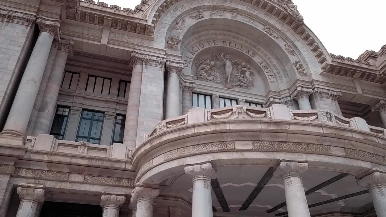 Facade of the Palace of Fine Arts in Art Nouveau and Neoclassical style. Historic artistic center. Mexico.