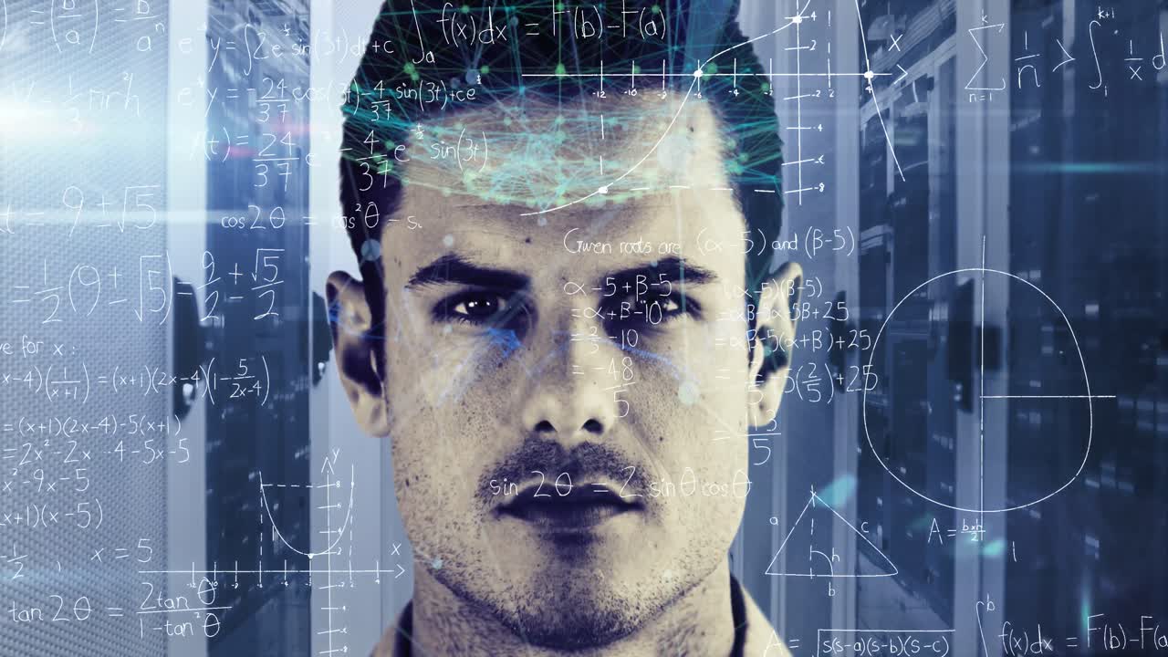 ecuaciones matemáticas sobre el pensamiento humano en el servidor de computadora.