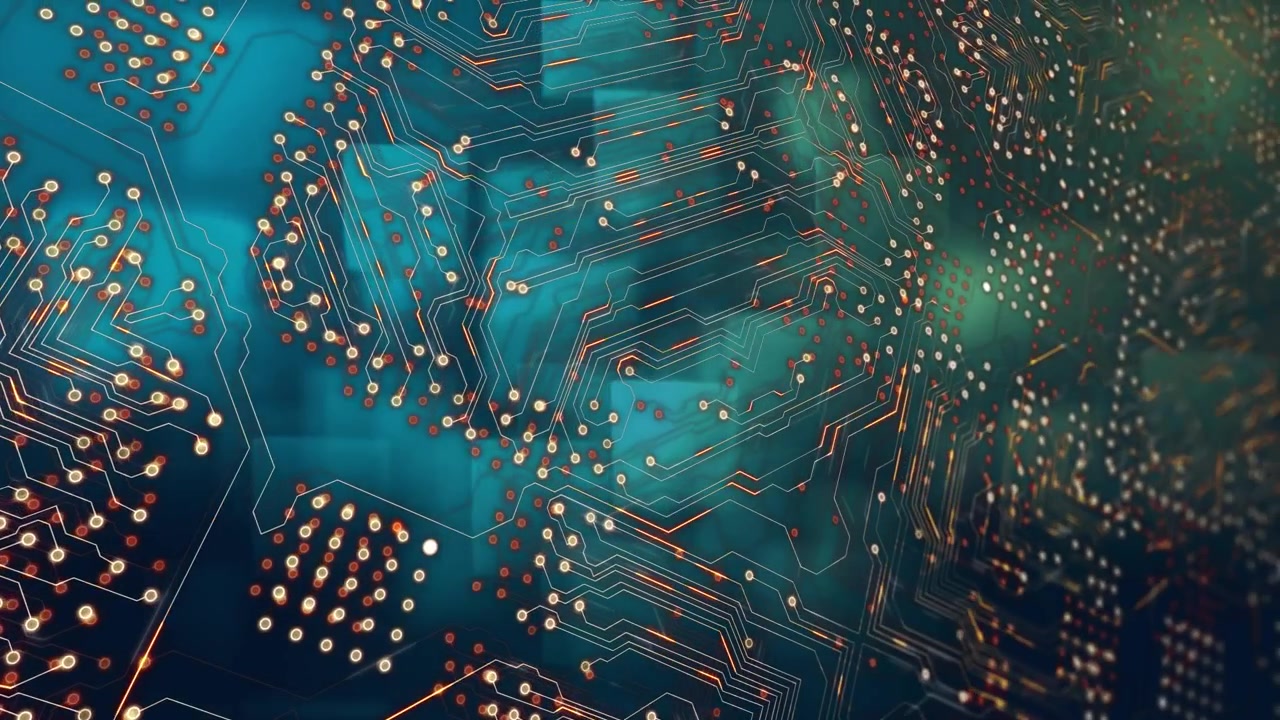 Sfondo astratto di circuito digitale con connessioni dati luminose