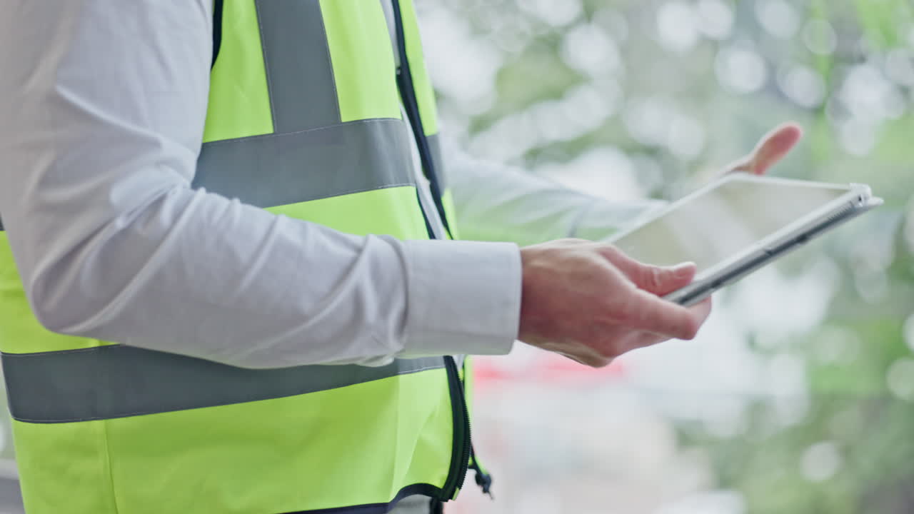 arquitectura, tableta y investigación con las manos