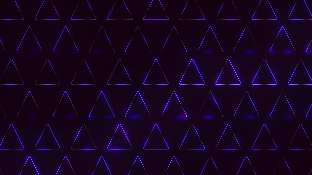 triángulos púrpuras brillantes que iluminan un fondo oscuro