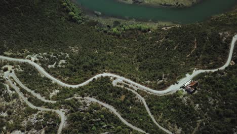 aerial footage beautiful nature montenegro.  flying over the calm lake shkoder