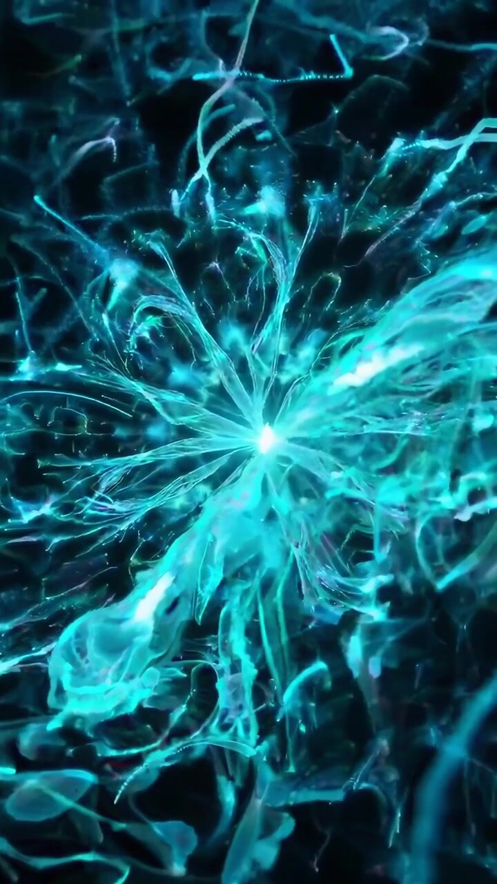 Abstract Glowing Blue Energy Fractal Animation