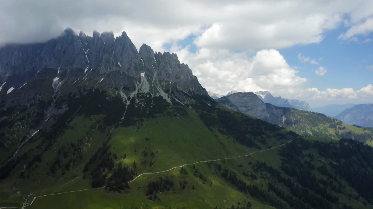 Scenic mountain views in a sunny summer day