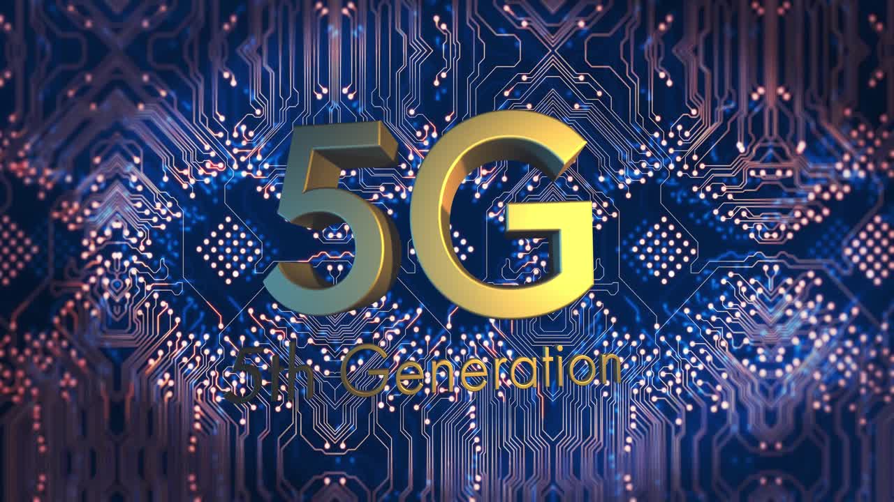 animación de texto 5g a través de una red de conexiones
