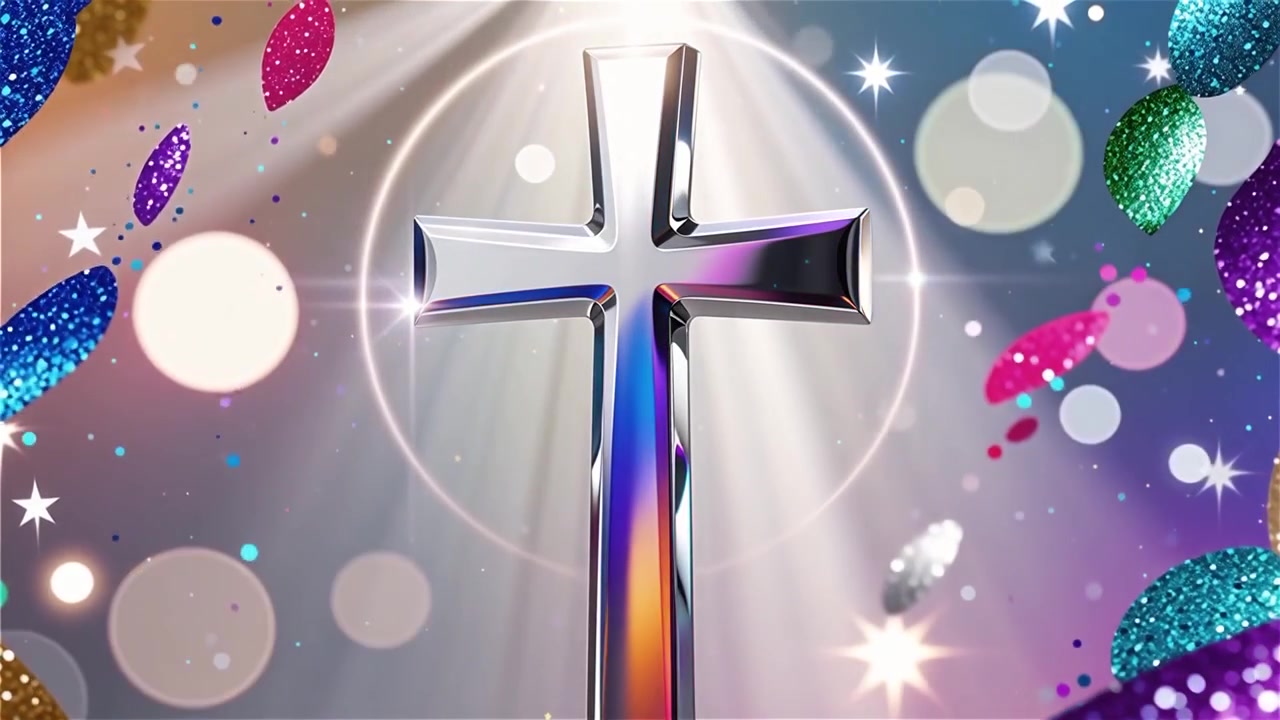 Cruz Cristiana con Luz Celestial, Fondo para Adoración.