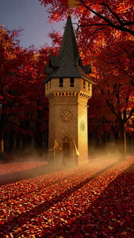 autumnal enchanted forest tower