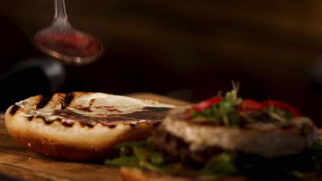 delicious homemade burger preparation