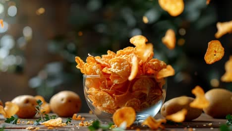 papas fritas crujientes en un tazón de vidrio