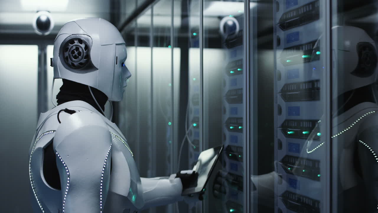 el robot mantiene la sala del servidor.