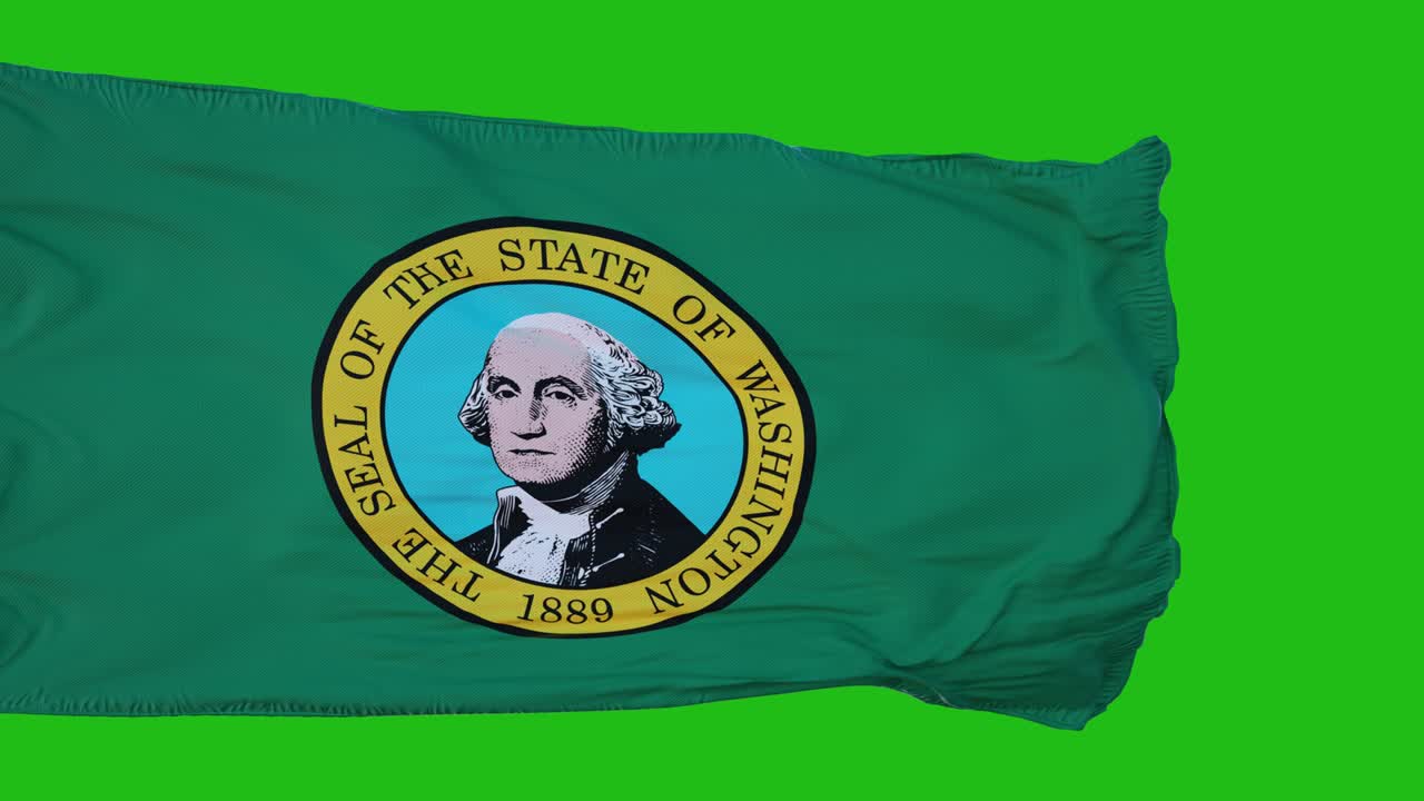 bandera de washington en pantalla verde. perfecto para su propio fondo usando pantalla verde. renderización 3d