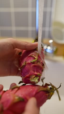 washing dragon fruit