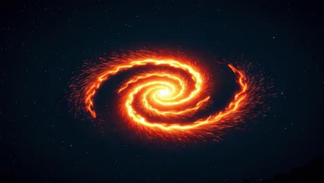a stunning cosmic spiral: a glimpse into the vibrant energy and beauty of a fiery galaxy in motion against a starry universe