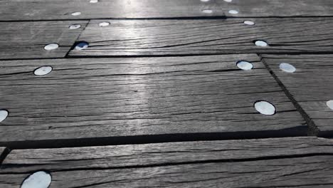 wooden floor showing close-up textures and detailed grain patterns reflecting sunlight