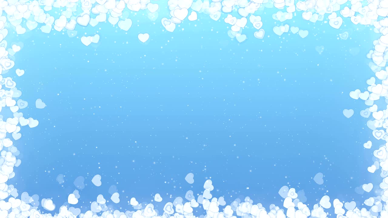 블루 배경에 날아가는 심장과 함께 발렌타인 데이 비디오 프레임.
