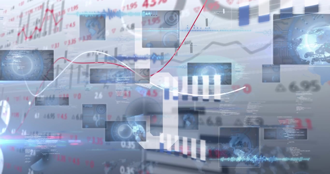Animation of scopes scanning and financial data processing