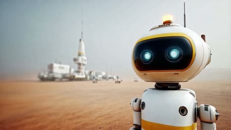a robot on a desert planet