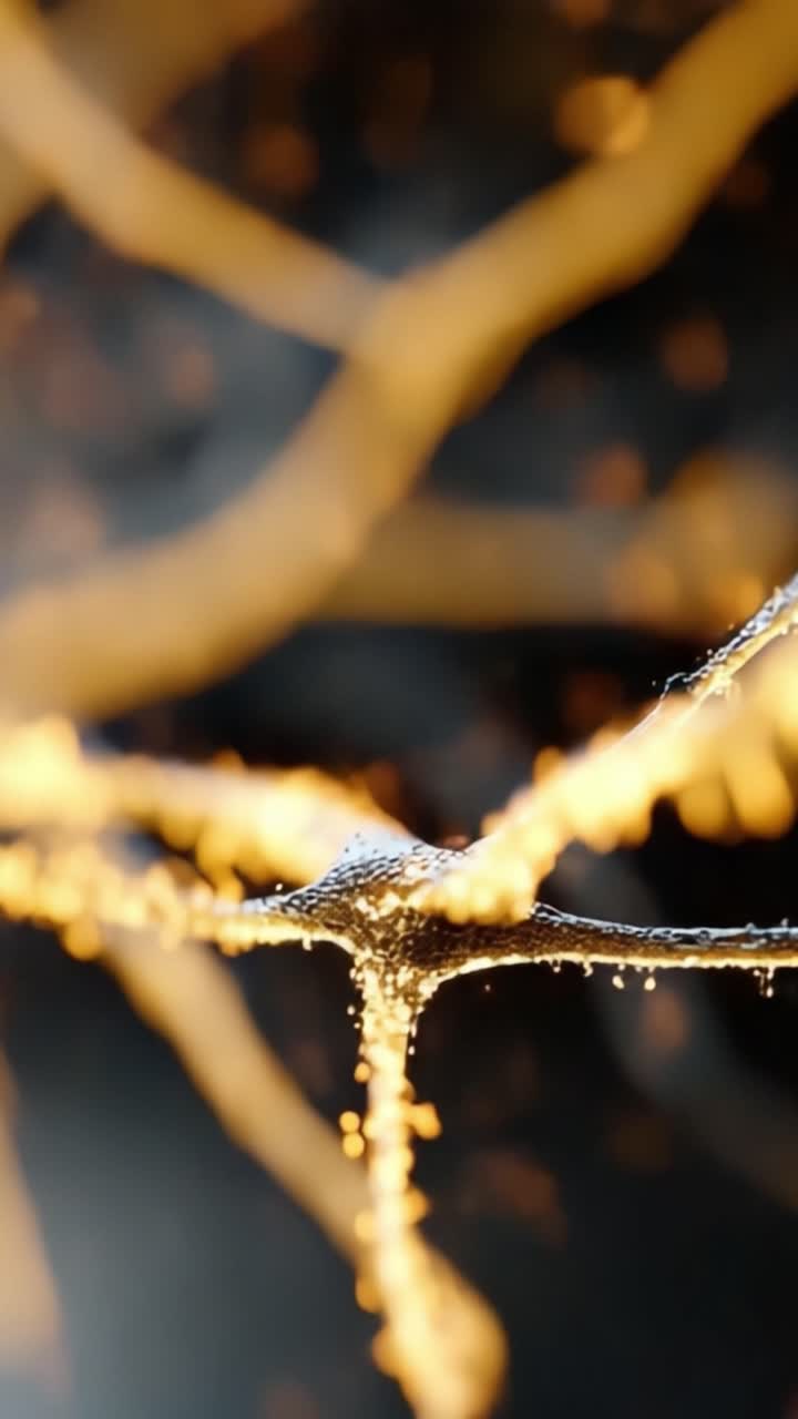 Un viaggio affascinante attraverso una serie di intricate connessioni scintillanti di luce e texture, catturato con dettagli mozzafiato in due inquadrature