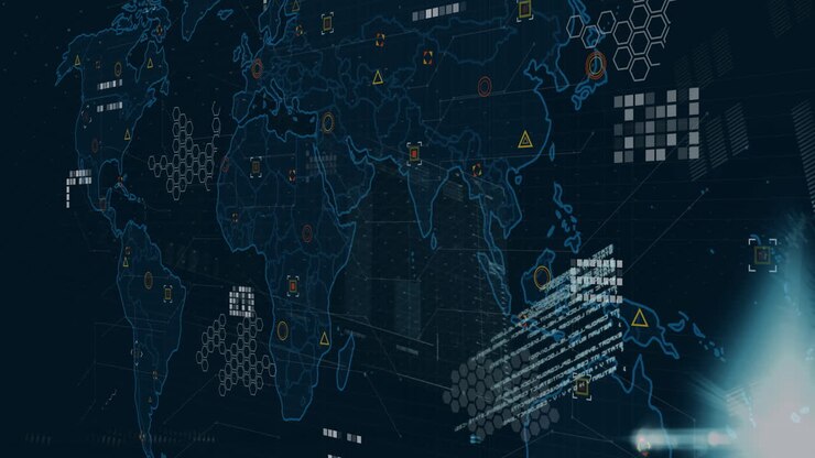 Animation of diagrams and data processing over world map
