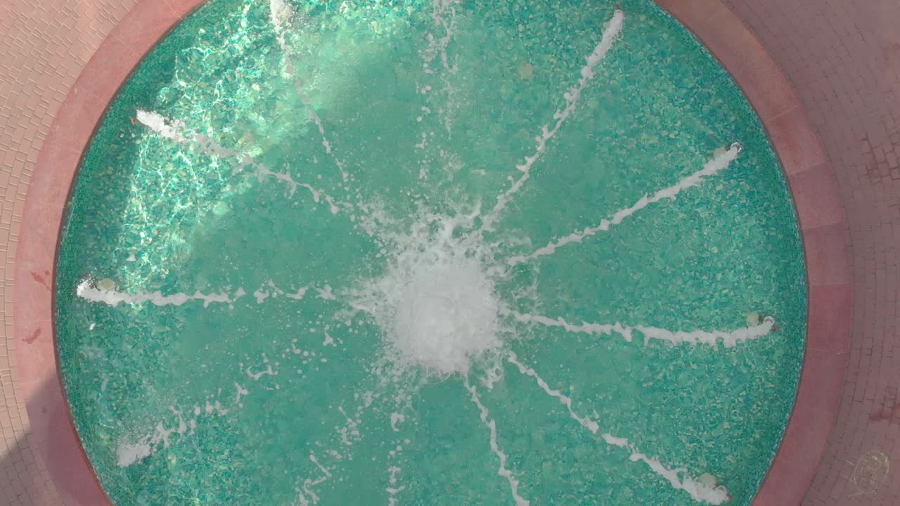 Fountain Water Aerial Closeup