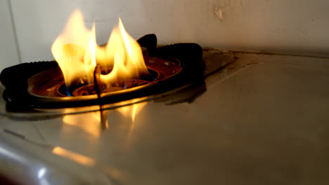 close-up of gas stove