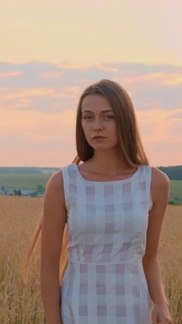 woman in a white dress at sunset
