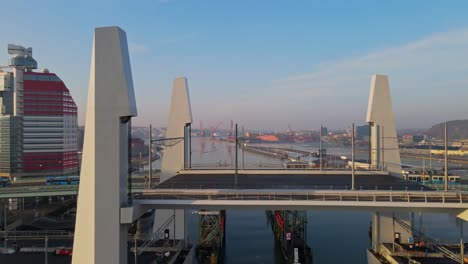 newly built bridge of hisingsbron with gotaalvbron over gota alv river in gothenburg, sweden
