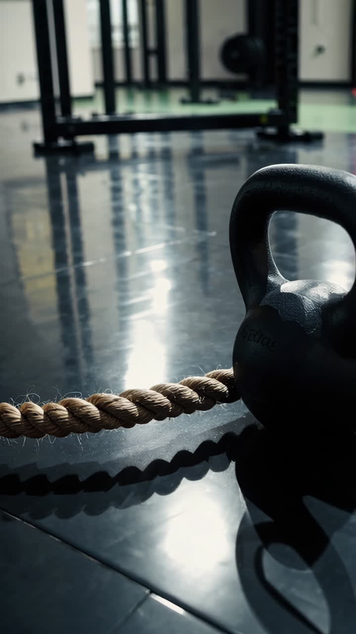 Kettlebell and Rope in Gym