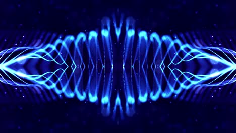 4k looped sci-fi 3d animación abstracta. las partículas azules brillantes forman líneas, estructuras simétricas como en el microworld o el espacio cósmico. para presentaciones de vacaciones, ceremonias como diseño de movimiento de bucle vj