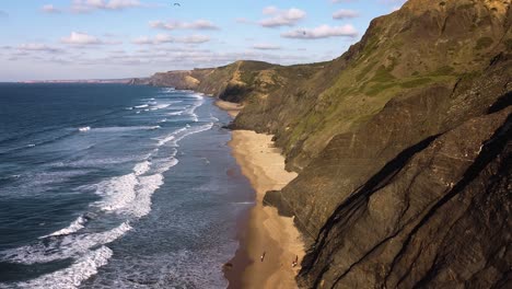 An-amazing-panoramic-view-of-Cordoama-beach,-on-the-west-coast-of-the-Algarve,-Portugal