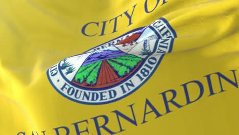 san bernardino city flag, california, united states of america, slow - loop