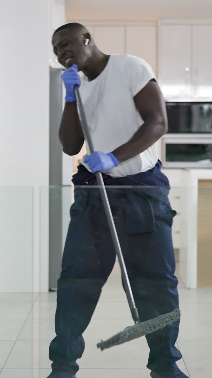 Man cleaning floor