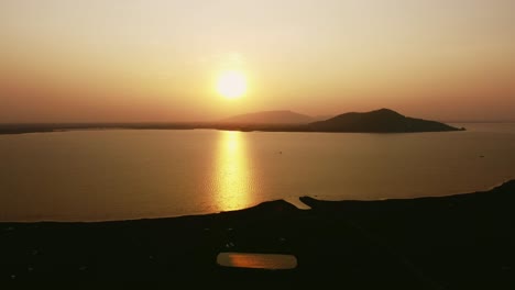 serene landscape drones capture peaceful water waves at thailand's scenic dam reservoir