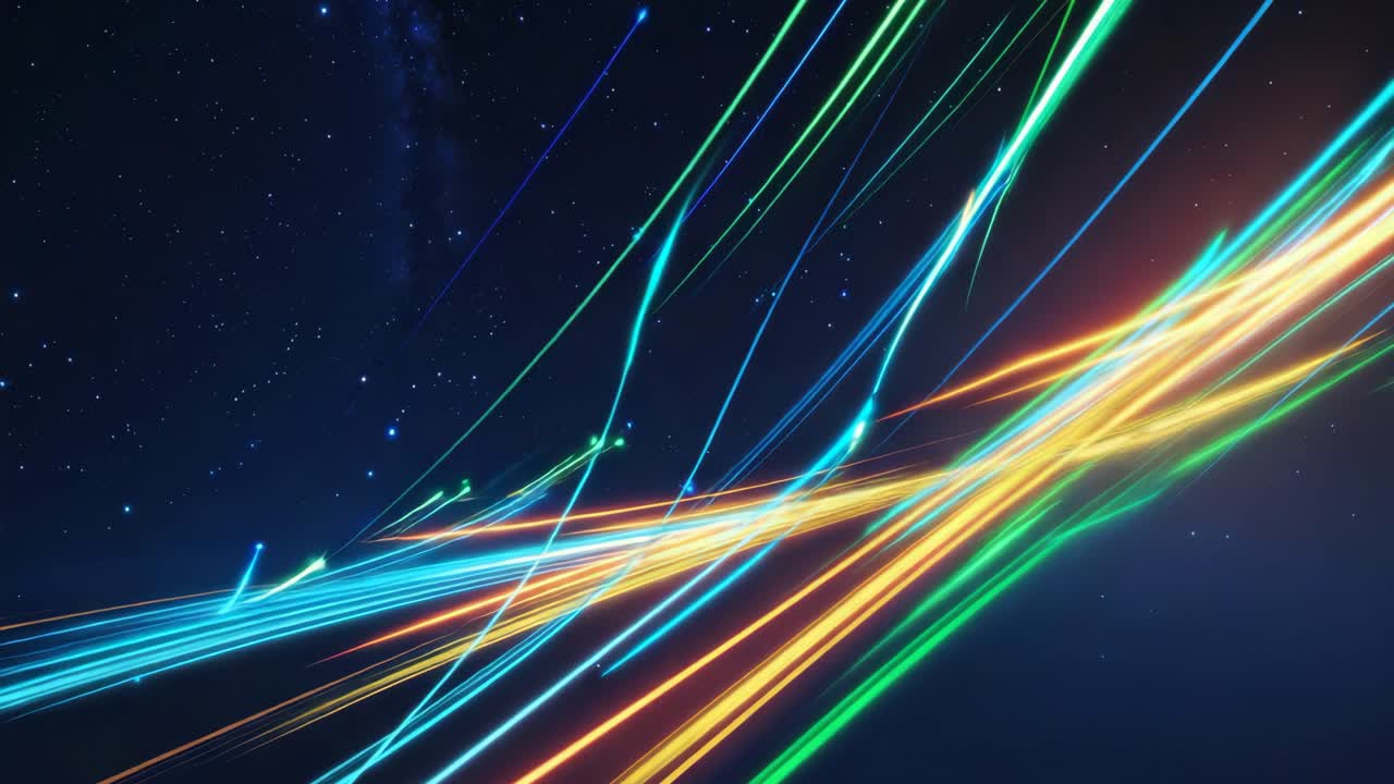 Kleurrijke abstracte lichtstrepen met sterren