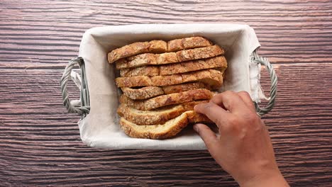 closeup of sliced bread in a basket