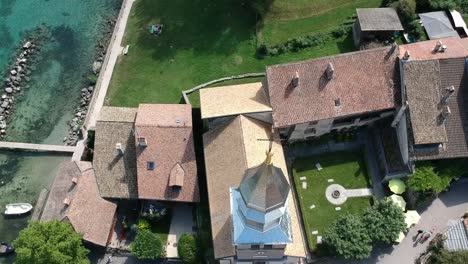 aerial views of the village of yvoire, in france