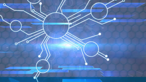 animation of network of connections over shapes and light trails