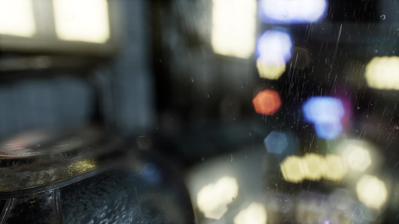 비가 오는 밤 의 도시 풍경