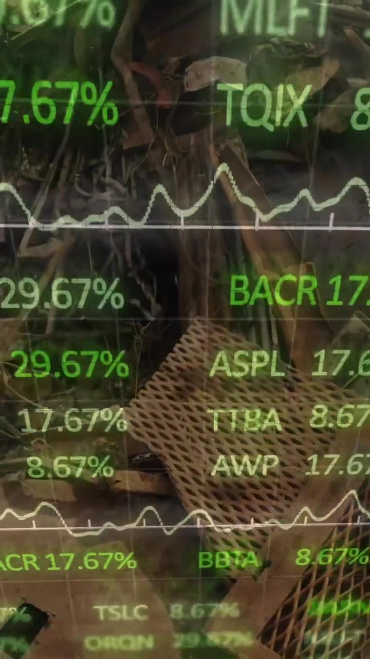 Procesamiento de datos del mercado de valores contra un montón de chatarra en un desguace