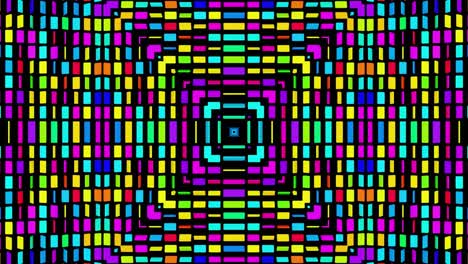 composición simétrica abstracta, elementos 3d se iluminan como bombillas con luz de neón multicolor. bg en bucle para espectáculos o eventos, exposiciones, festivales o conciertos, videos musicales, dj o vj para clubes nocturnos.