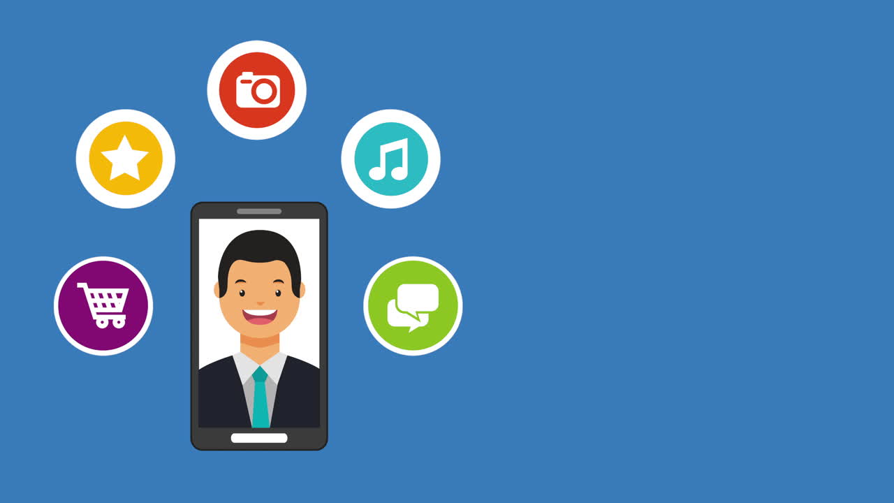 인간과 스마트폰을 가진 소셜 미디어 기술