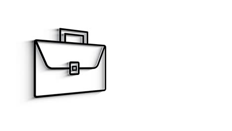 animación de bolsa de icono de línea 3d en fondo blanco.