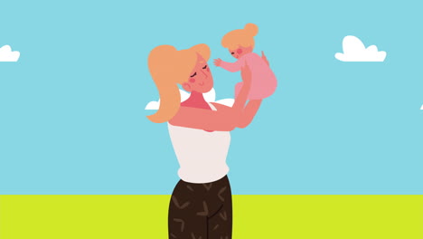mother holding her baby girl