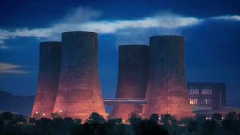 3d animation of a nuclear power plant. atomic power stations sources of electricity